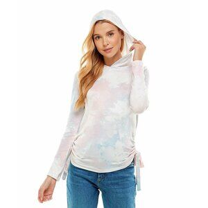 Derek Heart Rose Shadow Tie Dye Long Sleeve Hoodie White Purple Juniors Size M